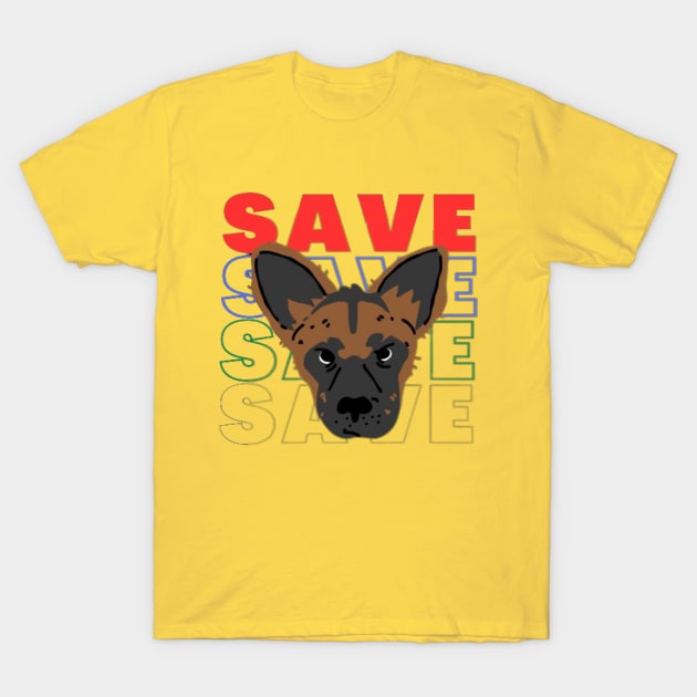 Save African Wild Dog T-Shirt by Jerry the Artist